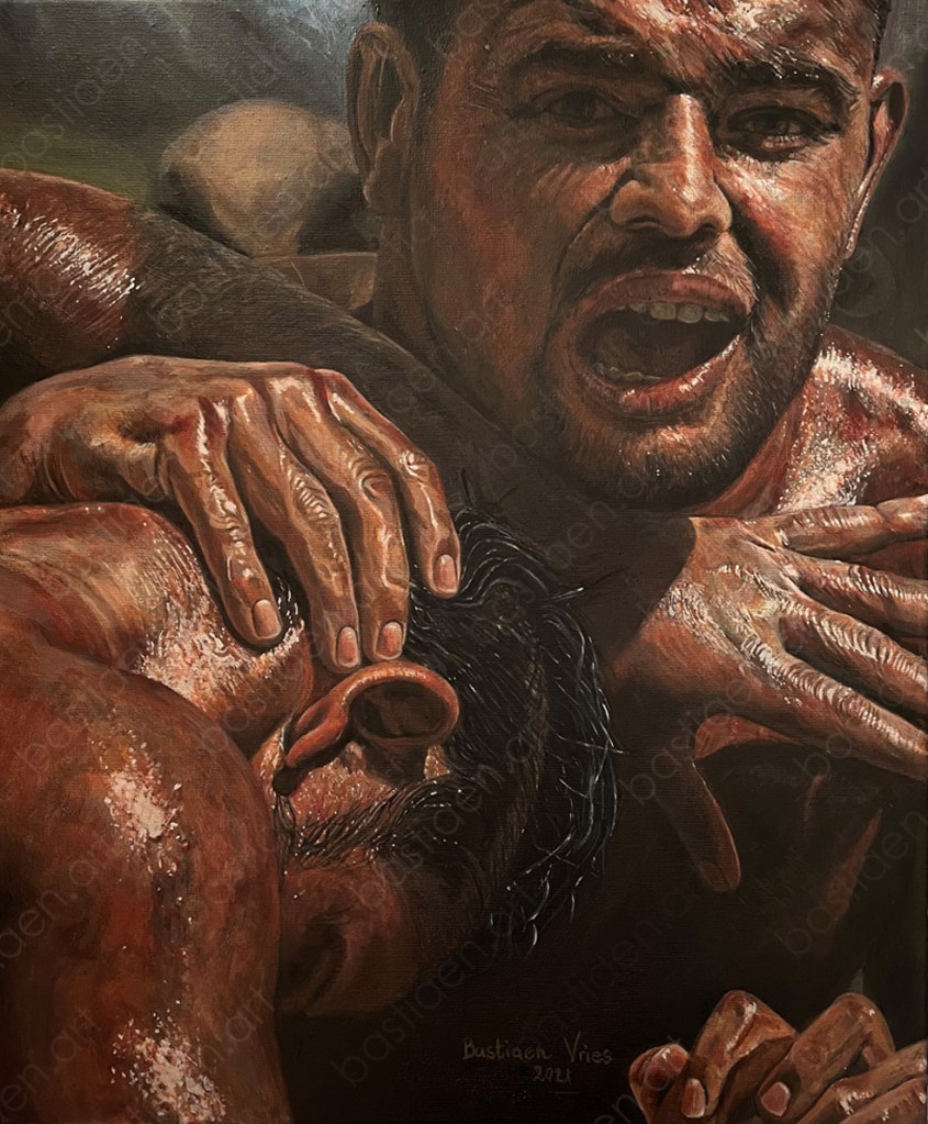 2021 Oil Wrestlers 1, oil on canvas, 60x50cm