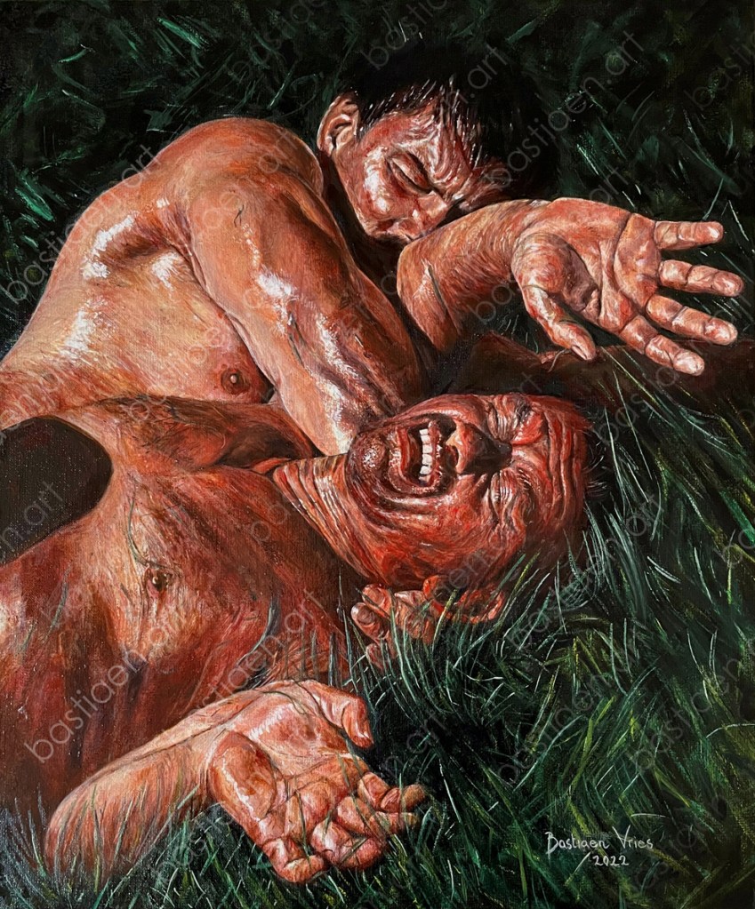 2022 Oil Wrestlers 2, oil on linen canvas, 60x50cm