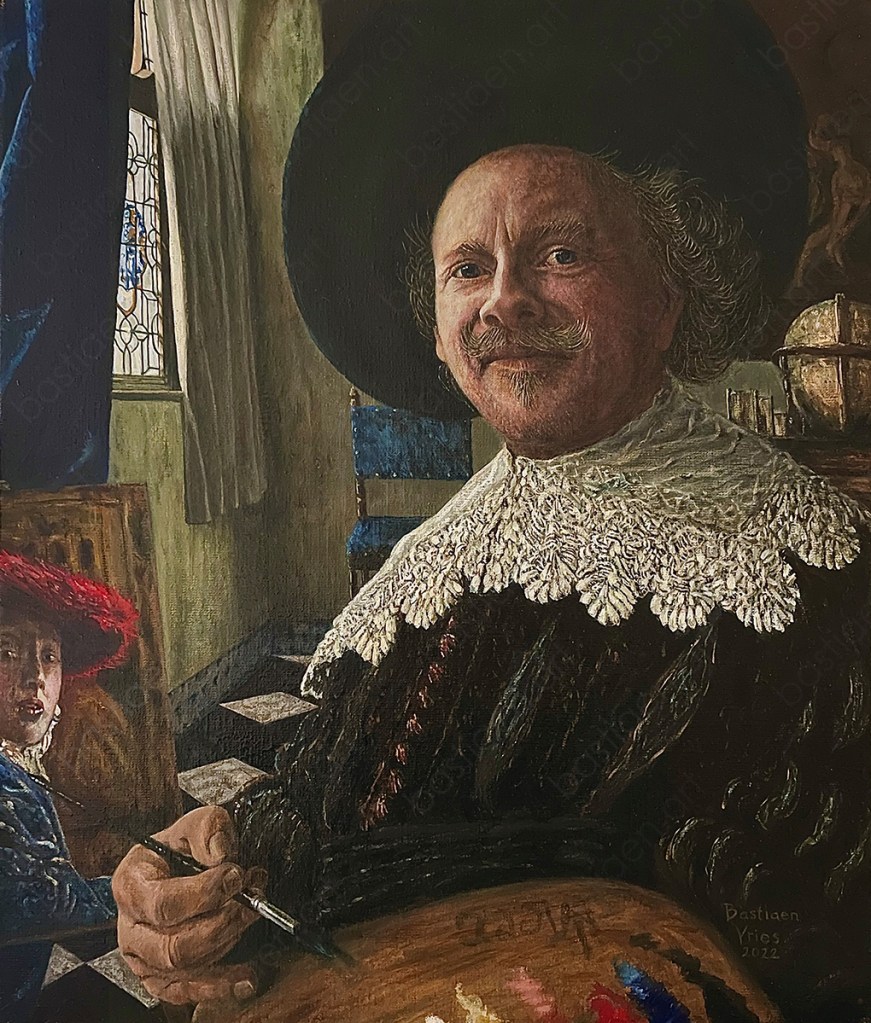 2022 Imaginary Vermeer's self portrait, oil on linen canvas, 53x45cm