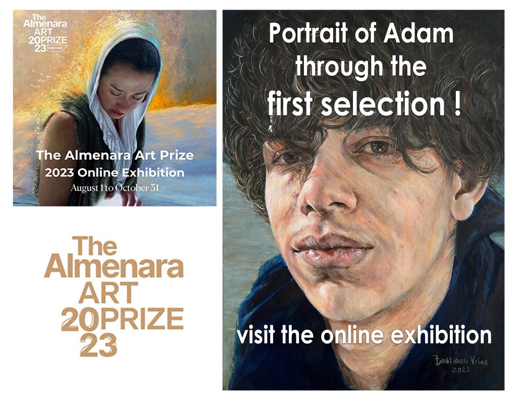 The oil painting portrait of Adam that I made in 2022 has been selected by the jury of the Almenara Art Prize and made it through the first selection.