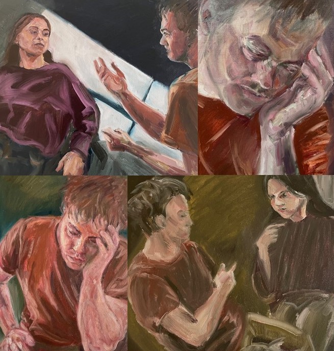 2024 various composition studies, oil on paper