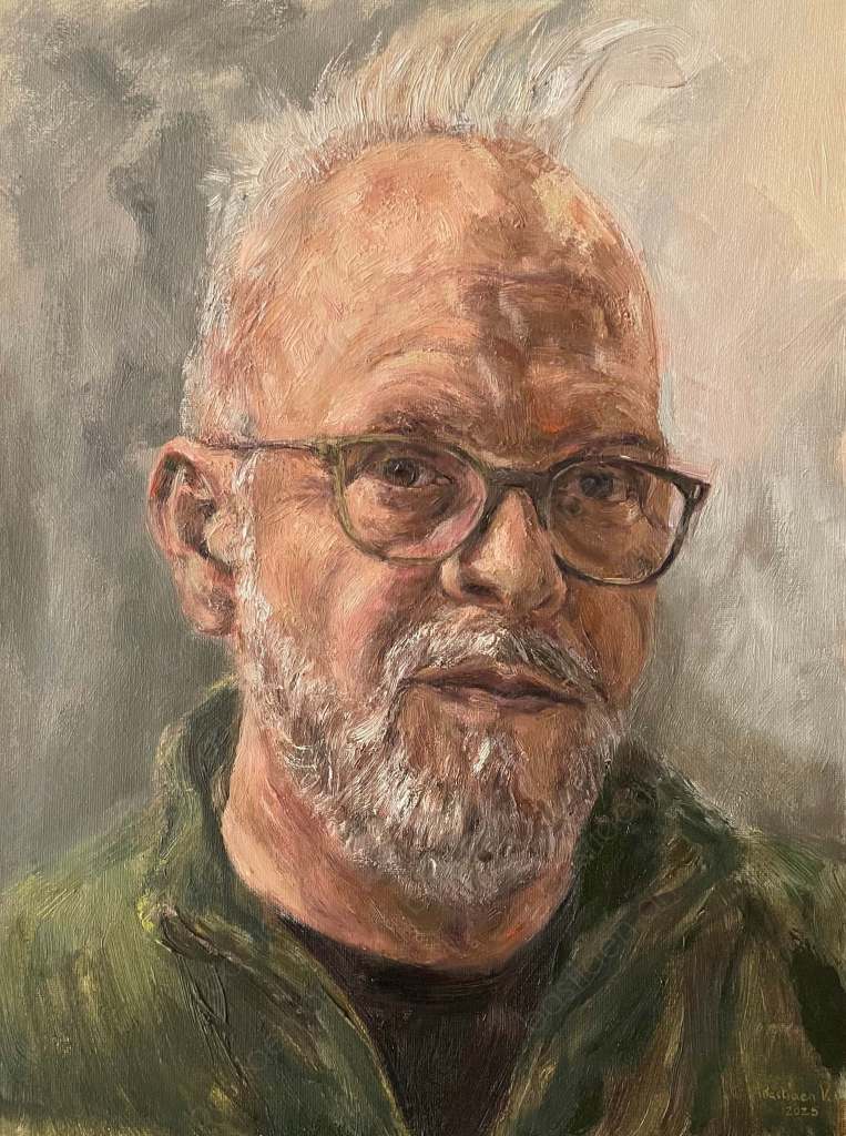 2025 self portrait, oil on canvas board, 30x40cm, by Bastiaen Vries, www.bastiaen.art