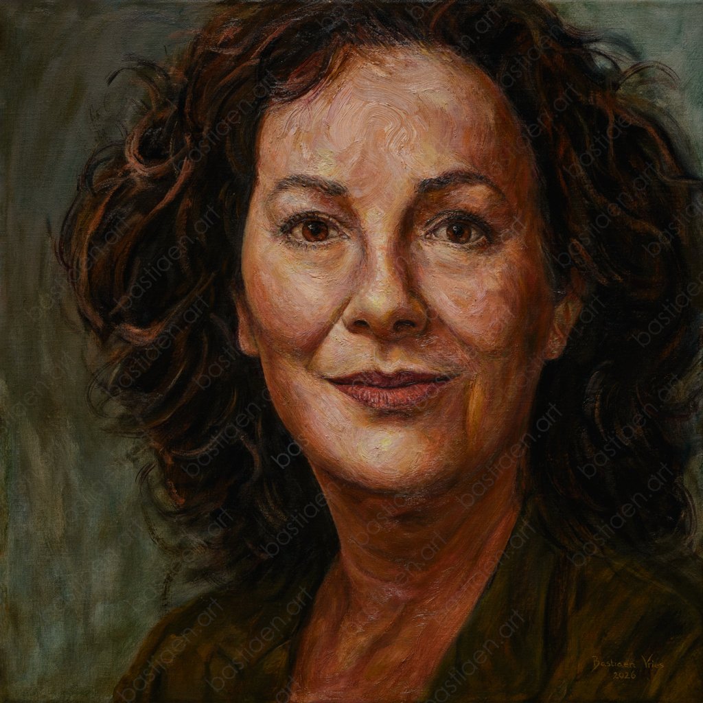 Portret Femke Halsema, burgemeester Amsterdam, olieverf op Belgisch linnen, Bastiaen Vries 2026