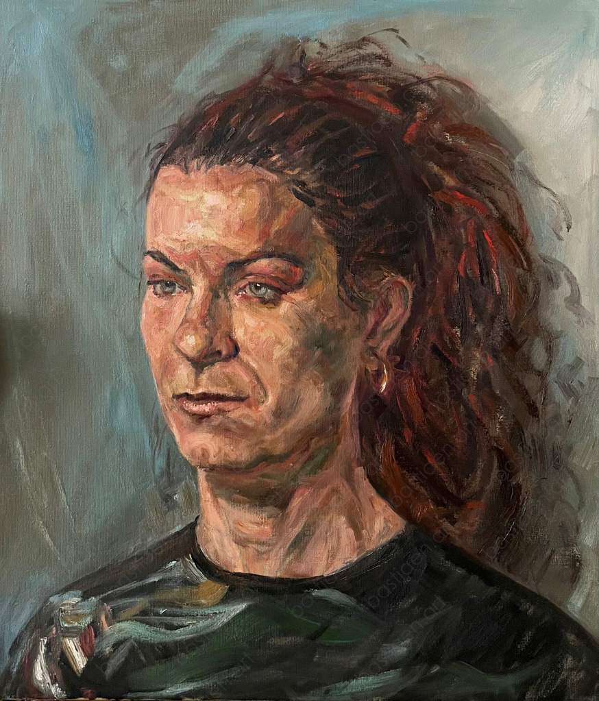 Portret Rachel, olieverf op linnen, 60 × 70 cm, geschilderd door Bastiaen Vries, 2026